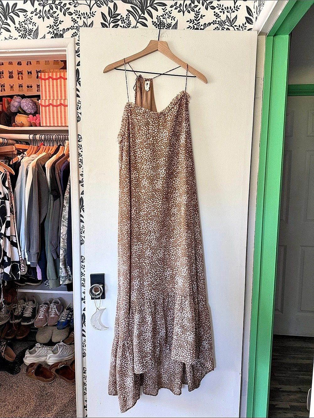 Flawless Floral Maxi Dress in Brown & White